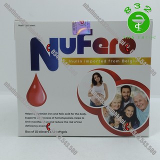 Nufero hộp 100 viên - Bô sung sắt và acid folic cho cơ thể, giúp giảm nguy cơ thiếu máu do thiếu sắt