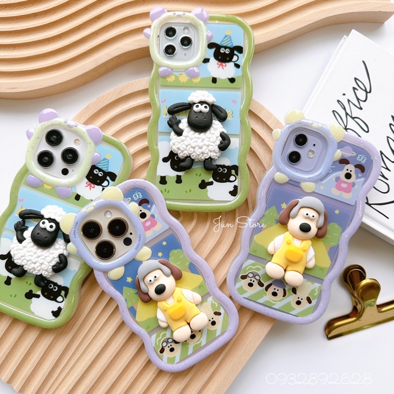 Ốp lưng Shaunnn the sheep. hình in nổi 3D bảo vệ cam