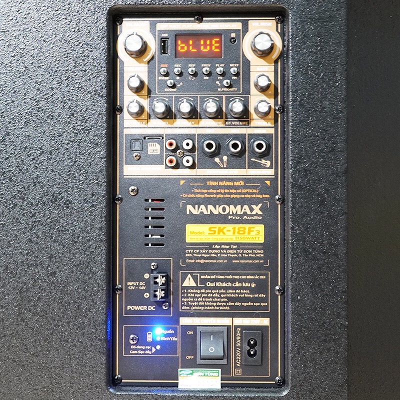 Loa karaoke di động Nanomax SK-18F5 (Loa 3 đường tiếng, 1 loa bass 50cm, 1 trung 16cm, 1 treble, công suất 1150W, 2 Mic)