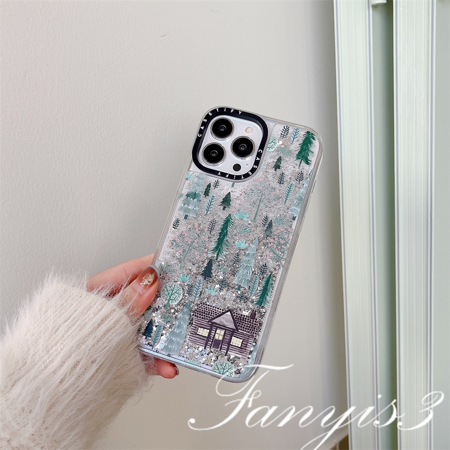 Ốp Điện Thoại Acrylic Mềm Trong Suốt Phối Kim Tuyến Nước Hình Bông Tuyết Cho iPhone 14 13 12 11 Pro Max Plus