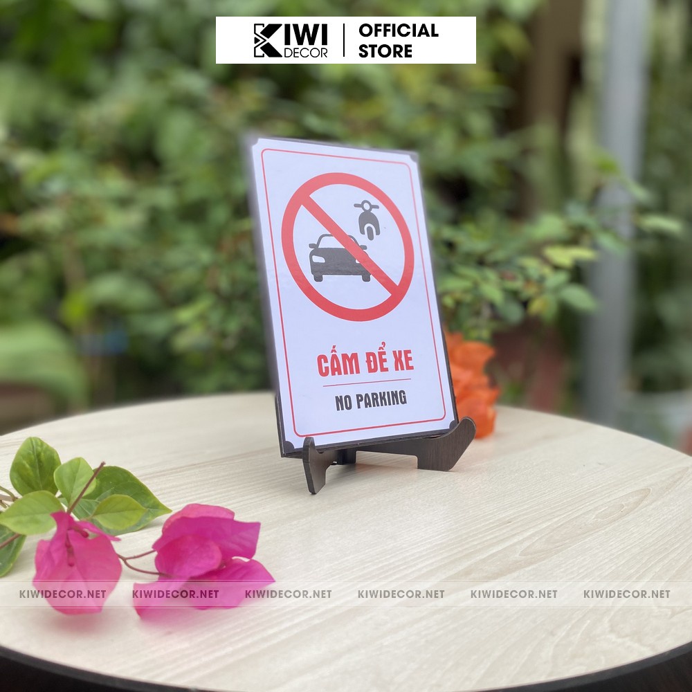 Biển Cấm Để Xe, Không Đậu Xe, No Parking Here - Gỗ dán tường, dán kính - Biển Cảnh báo, trang trí