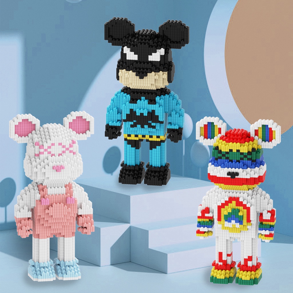 Lắp ráp bearbrick 30cm 35cm, bộ đồ chơi lắp ráp mô hình 3d, mô hình lắp ráp nhân vật hoạt hình, xếp hình mini 3d cho bé