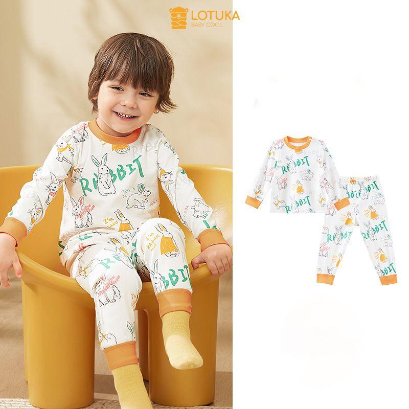 Bộ Dài Tay Bé Trai, Đồ Bộ Bé Gái LOTUKA In Họa Tiết Dễ Thương, Chất Thun Thoáng Mịn Size 4-18kg