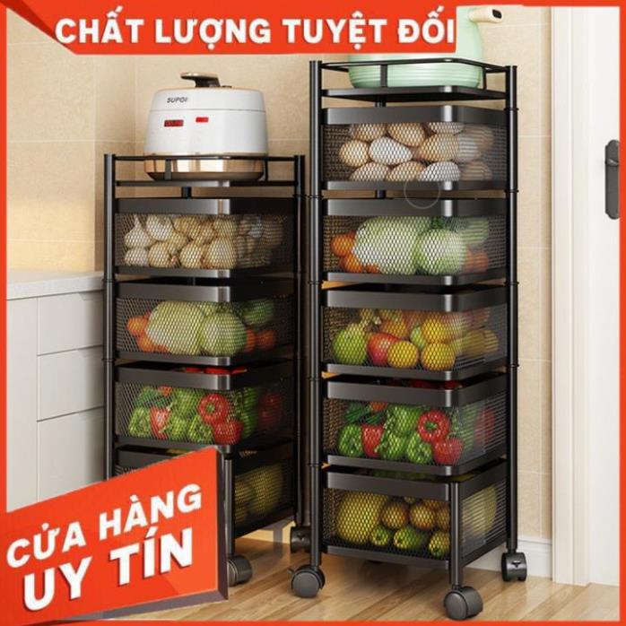 Kệ xoay đa năng đựng rau củ quả di động. Kệ bếp xoay 360 Có Bánh Xe Di Chuyển RENSI68