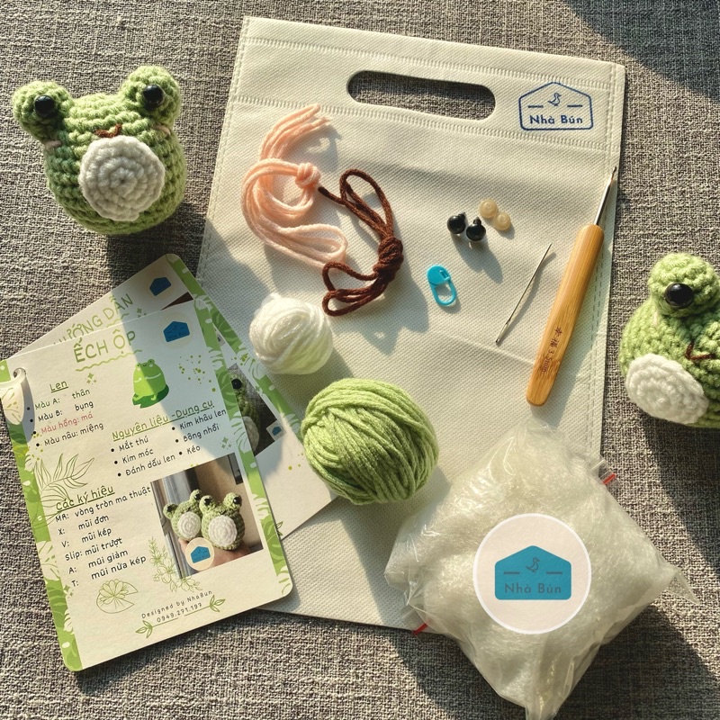 SET nguyên liệu tự làm Ếch con - Nhà bún gấu bông handmade