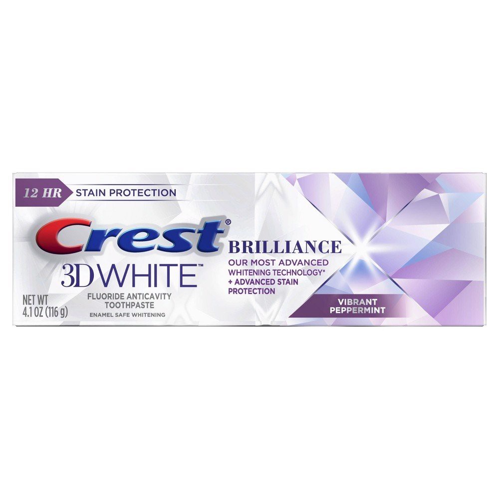 Kem đánh răng Crest 3D White Brillance Vibrant Peppermint trắng nhanh 24hr