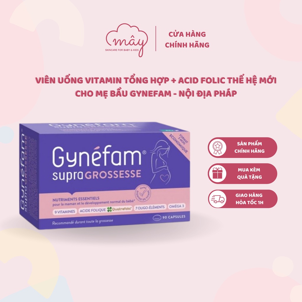 Vitamin tổng hợp + acid folic thế hệ mới Gynéfam cho mẹ bầu hộp 90v 3 tháng - Nội địa Pháp bay Air