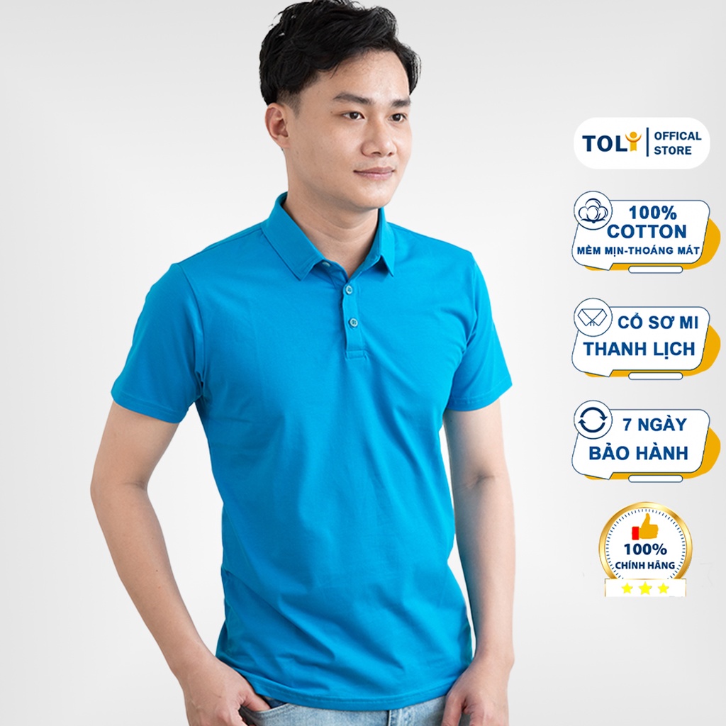 Áo Thun Polo Nam TOLI form cơ bản thanh lịch, vải Cotton 4 chiều cao cấp [XANH COBAN-TM12]