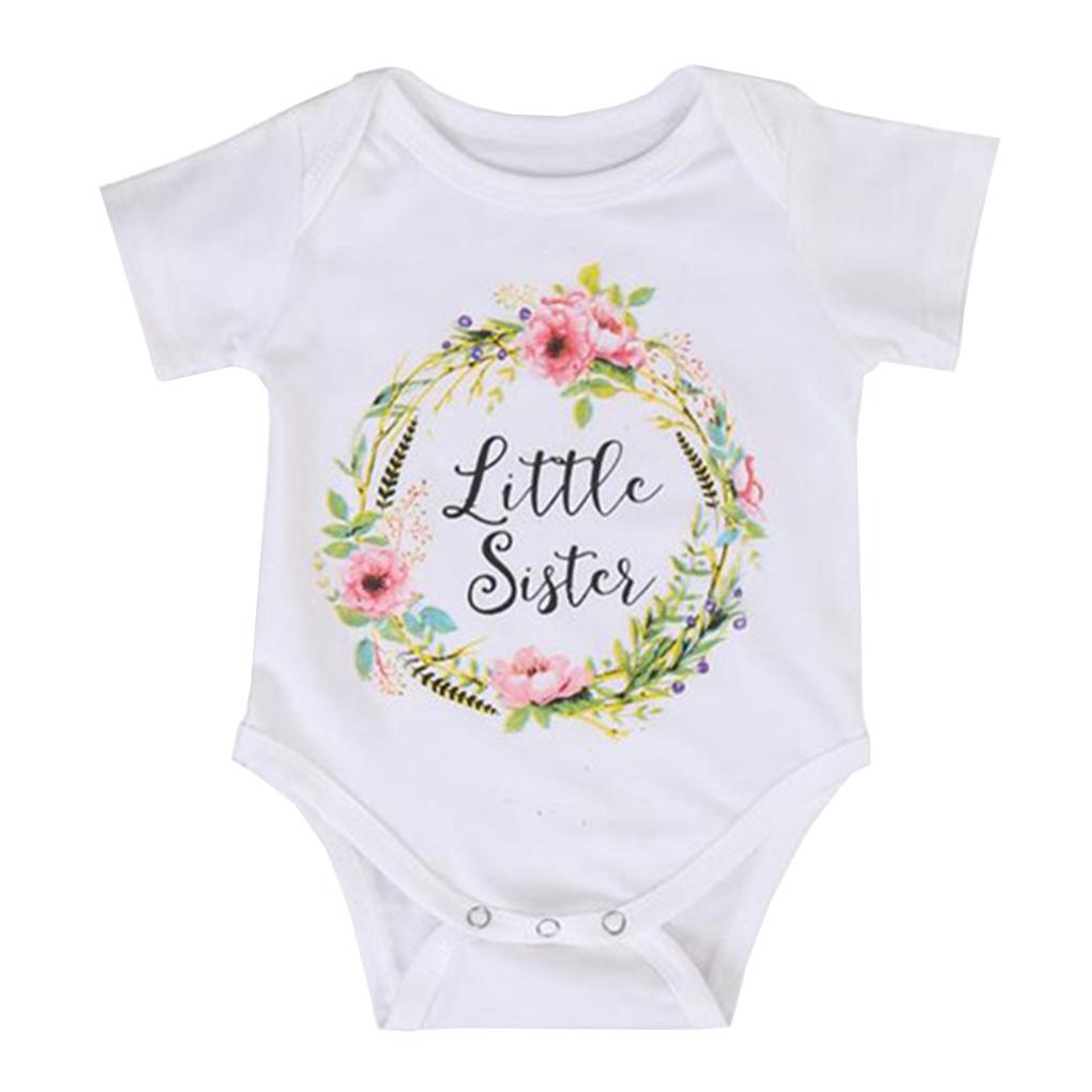 Bộ Áo Liền Quần In Chữ Little Sister Dễ Thương Cho Bé Gái