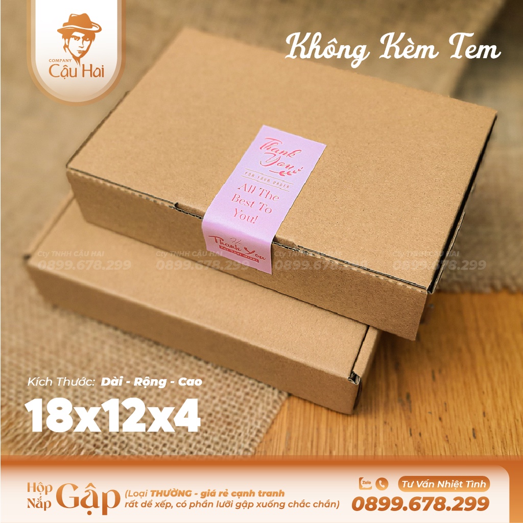 Set 50 hộp carton nắp GẬP 18x12x4