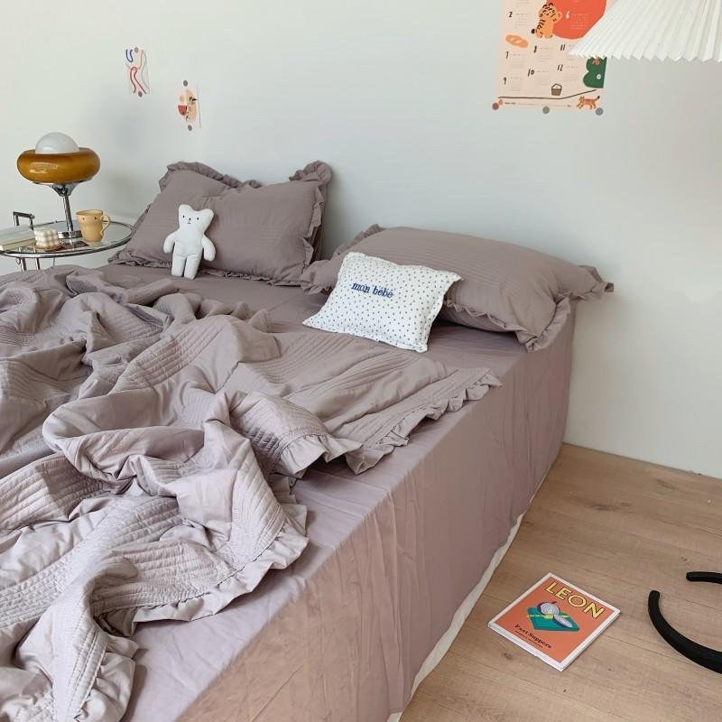 Set bộ Cotton linen chăn Trần tone màu Pastel Hàn - IGUN BEDDING