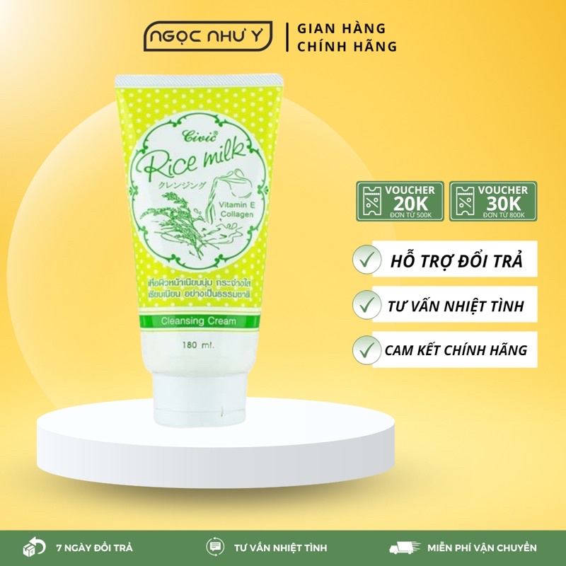Sữa Rữa Mặt Cám Gạo RICE MILK CIVIC 180ml Thái Lan