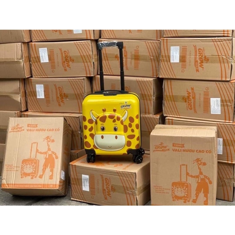 Vali kéo cho bé hình hươu/ khủng long hkm grow/Pediasure size 18 inch cho bé khám phá thế giới