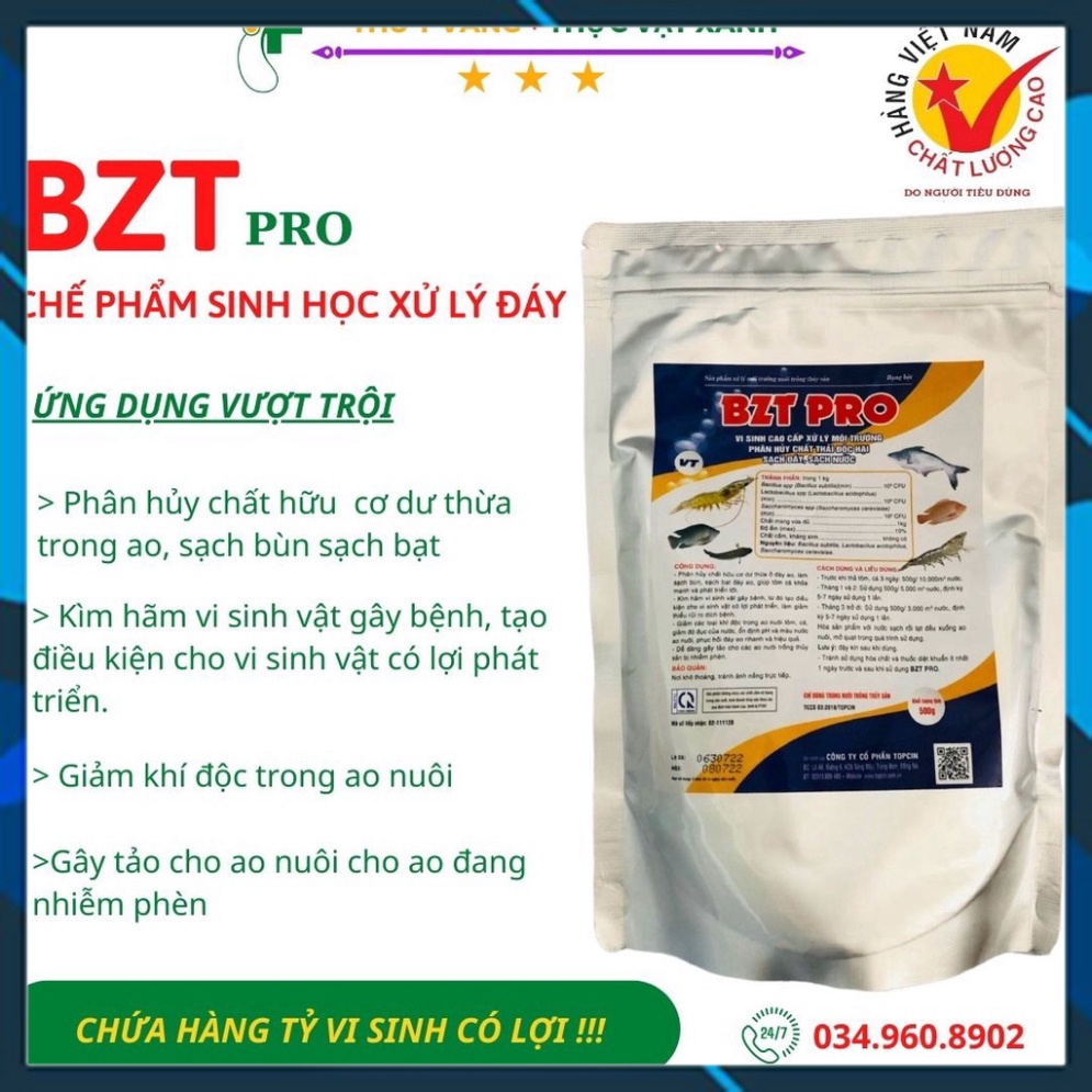 M.T SHOP Men Vi Sinh Cao Cấp BZT PRO Xử Lý Nước Gói 500gr