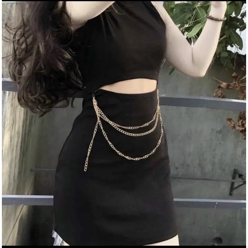 ĐẦM BODY PHỐI XÍCH ĐEN. n26