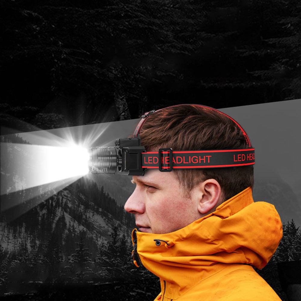 Đèn pin đội đầu 1 bóng siêu sáng HXP50+COB LED - Chiếu xa tới 500m, chống thấm nước, tích hợp 5 chế độ ánh sáng có Zoom xa gần