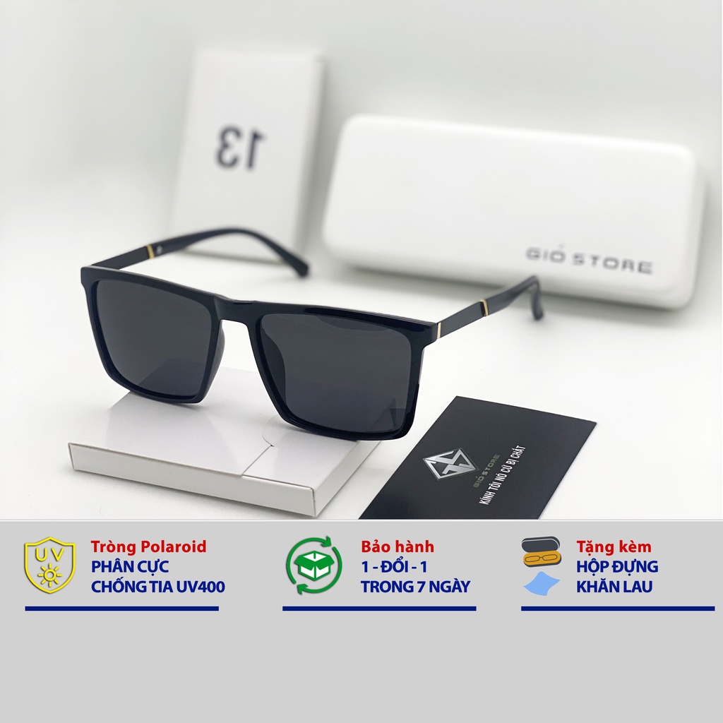 Kính mát nam, kính thời trang Gió Store 2v mắt vuông phong cách Hàn Quốc,mắt kính phân cực chống nắng UV400