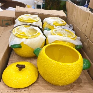 Âu sứ có nắp chanh vàng