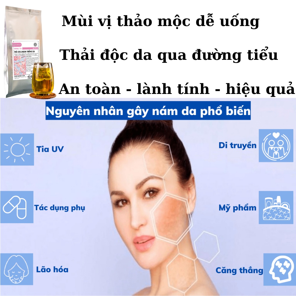 [Trà collagen đẹp da] Trà trắng da Collagen  Calen Nature's farm trắng trong 7 ngày , giảm thâm mờ sạm, tàn nhang