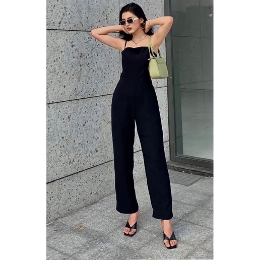 (PASS NEW) Jumpsuit dài đen 2 dây size S/M (ảnh tự chụp)