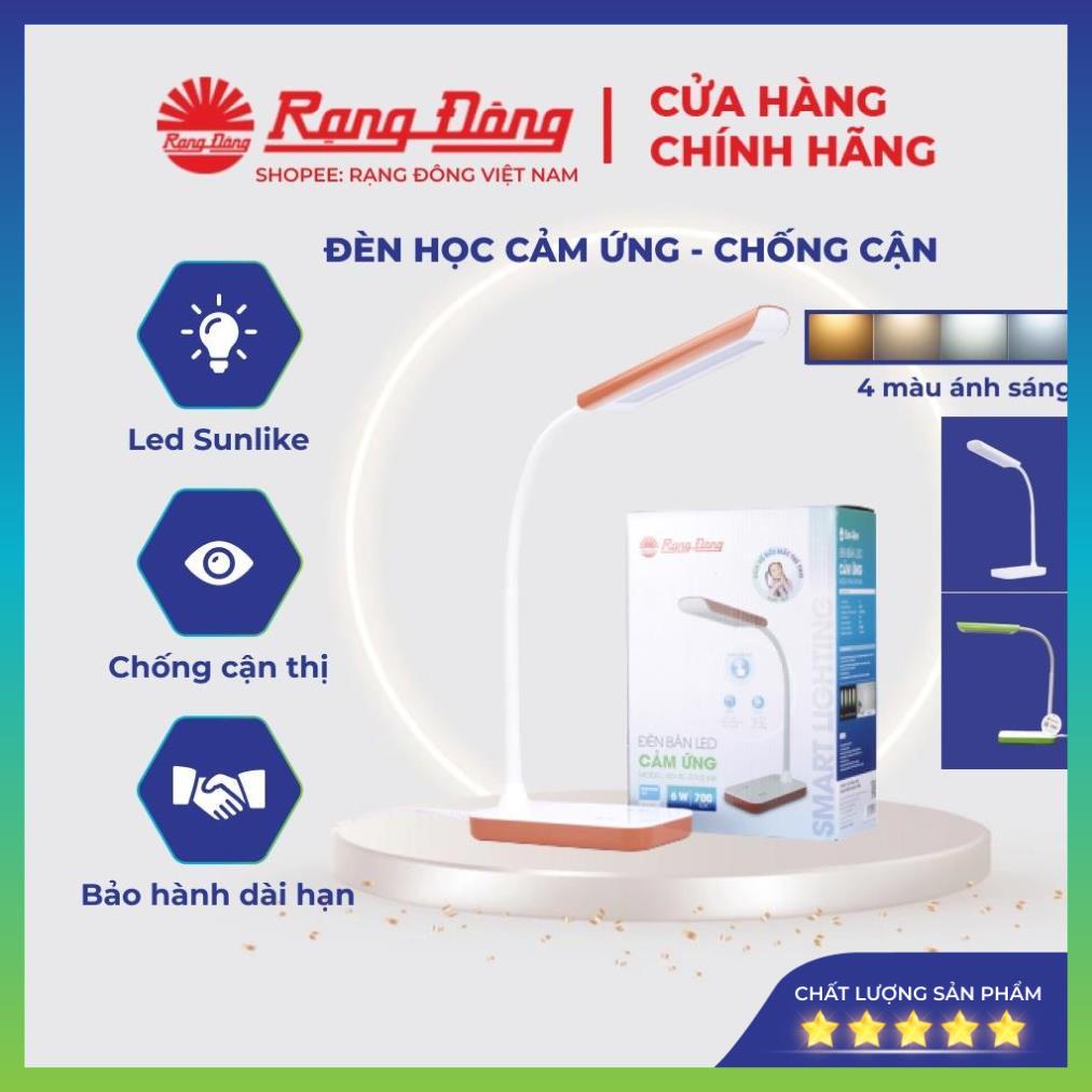 Đèn học Rạng Đông 6W, đèn bàn chống cận, bảo vệ mắt cho bé, học sinh, cảm ứng đổi màu 6W LED, Model: RD-RL-20V2 6W