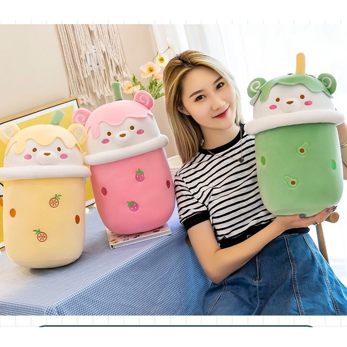 Gấu bông trà sữa dễ thương, hot trend làm gối ôm, quà tặng siêu đáng yêu
