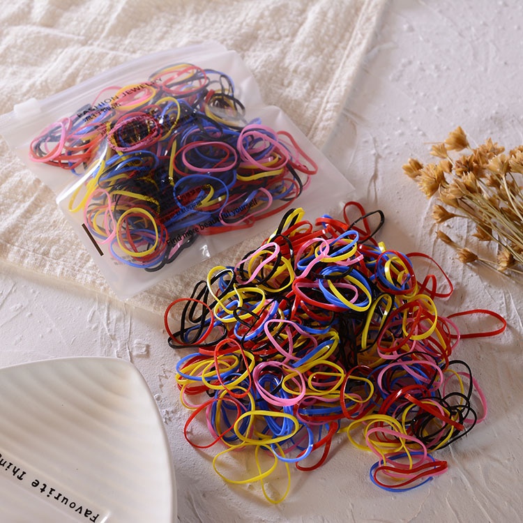 Túi zip hơn 200 dây cột tóc cao su co giãn cho bé gái CT25