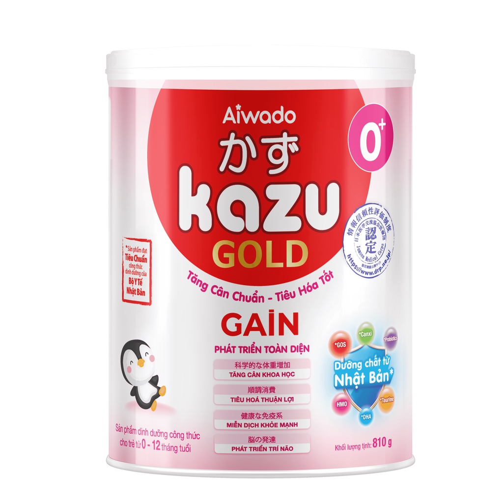 Sữa bột Aiwado Kazu Gain Gold 0+ lon 810gram - Sữa mát tăng cân