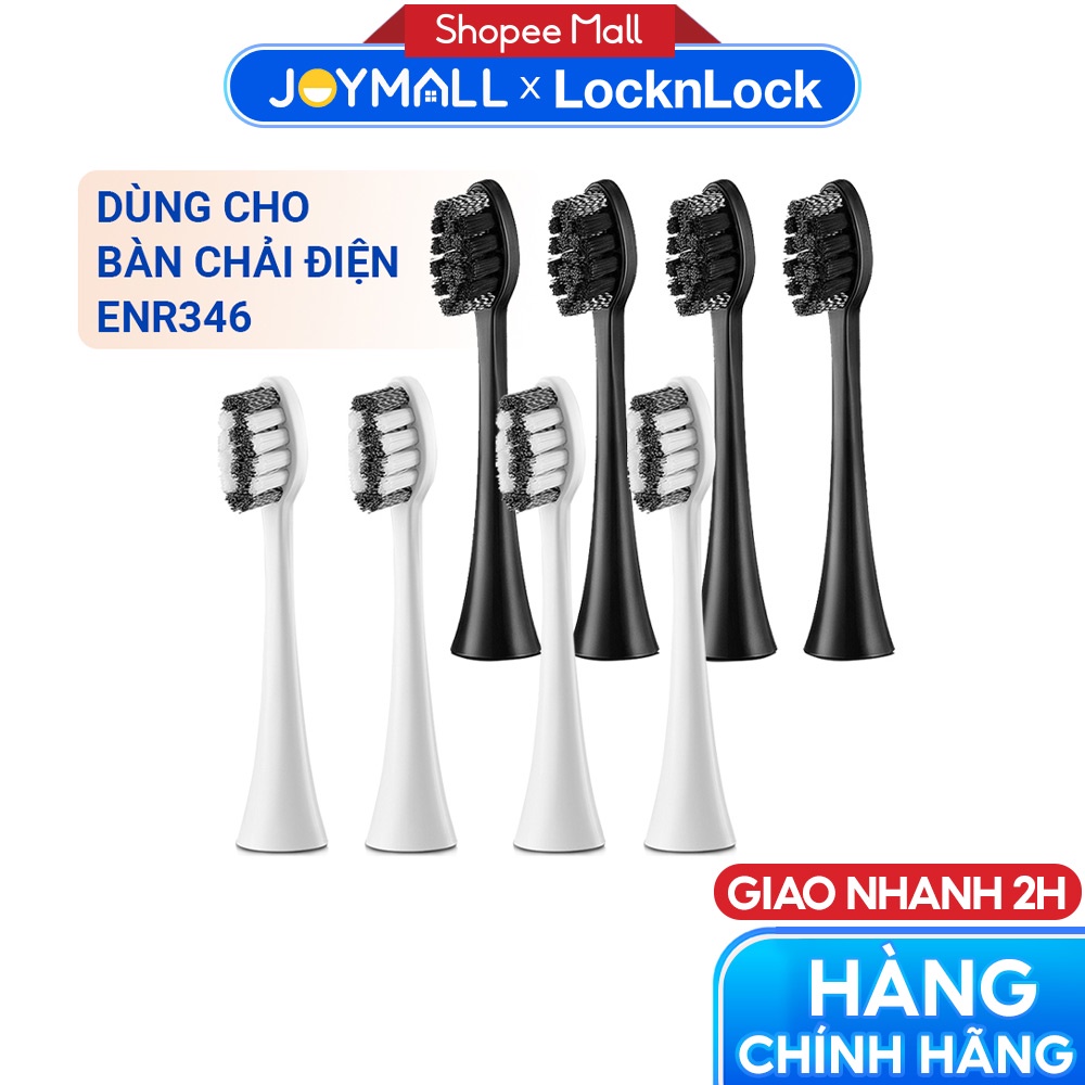 Bộ 4 đầu thay thế ENR546 dùng cho bàn chải điện Lock&Lock ENR346 - Hàng chính hãng màu trắng và màu đen - JoyMall