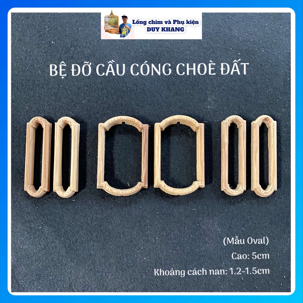 Bệ đỡ cầu cóng lồng choè đất bằng Tre - Mẫu Oval cao 5cm - phụ kiện lồng chim DUY KHANG