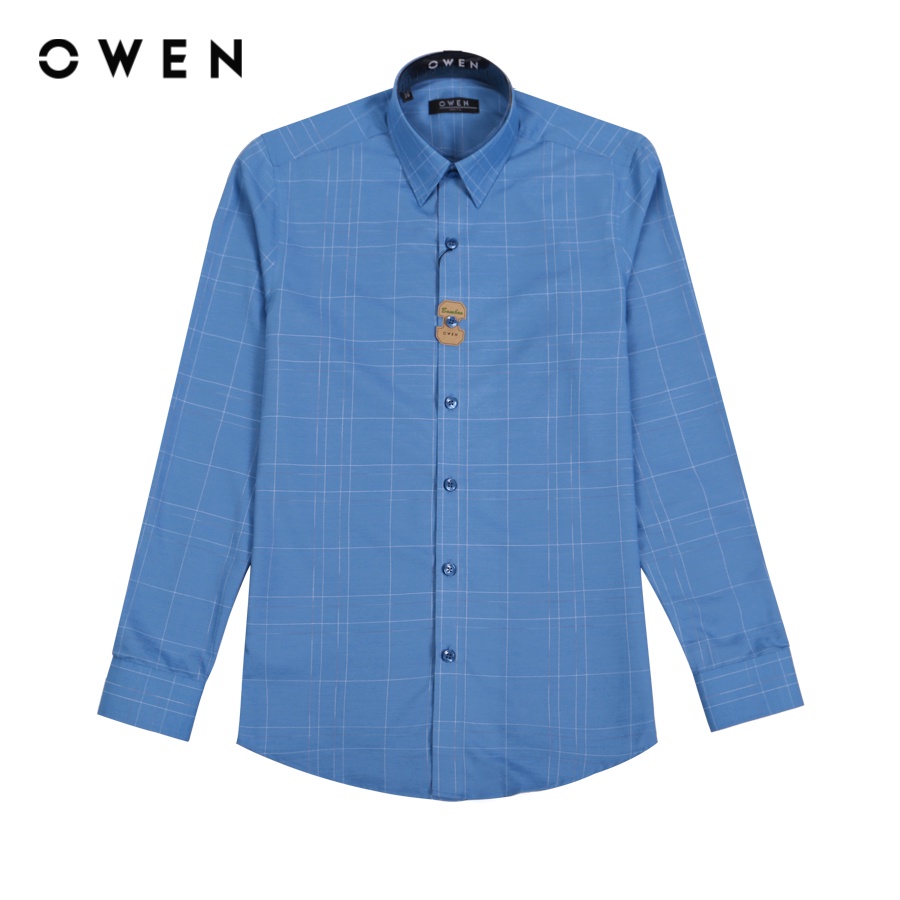 OWEN - Áo sơ mi dài tay Slim Fit màu Xanh Bamboo - AS220924D