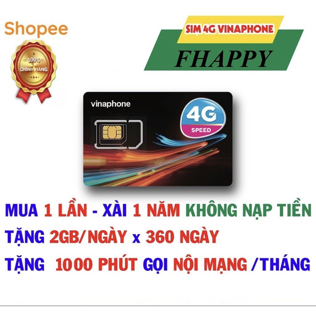 Sim Vina Fhappy khuyến mãi 2GB mỗi ngày + 1000 phút nội mạng