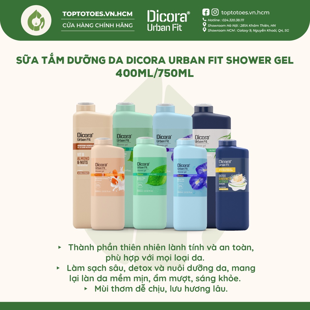 Sữa tắm dưỡng da Dicora Urban Fit Shower Gel - 400ml