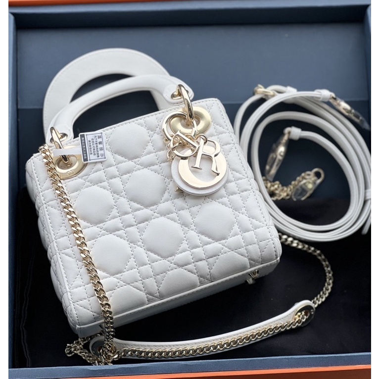 TÚI DIOR LADY MINI SIZE 17CM MÀU TRẮNG VỪA ĐIỆN THOẠI