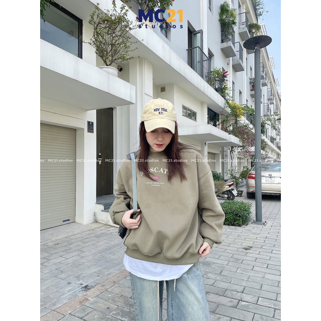 Áo sweater MC21.STUDIOS oversize Unisex nam nữ form rộng Ulzzang Streetwear Hàn Quốc chất nỉ lót bông cao cấp A3426