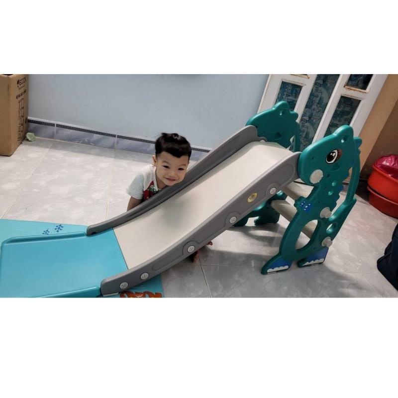Cầu trượt cho bé trong nhà hình khủng long tặng gấu phát nhạc bảo hành 12 tháng BABYHOPE