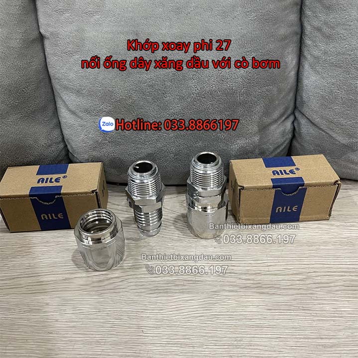 Khớp nối xoay cò bơm với dây bơm xăng dầu phi 27