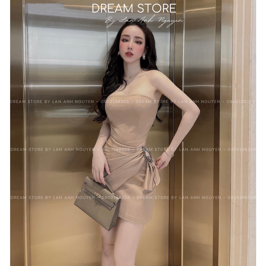 Set đồ (có bán lẻ) Áo croptop cúp ngực phối Chân váy vạt chéo điệu đà, hàng DOLAMI, video hàng thật