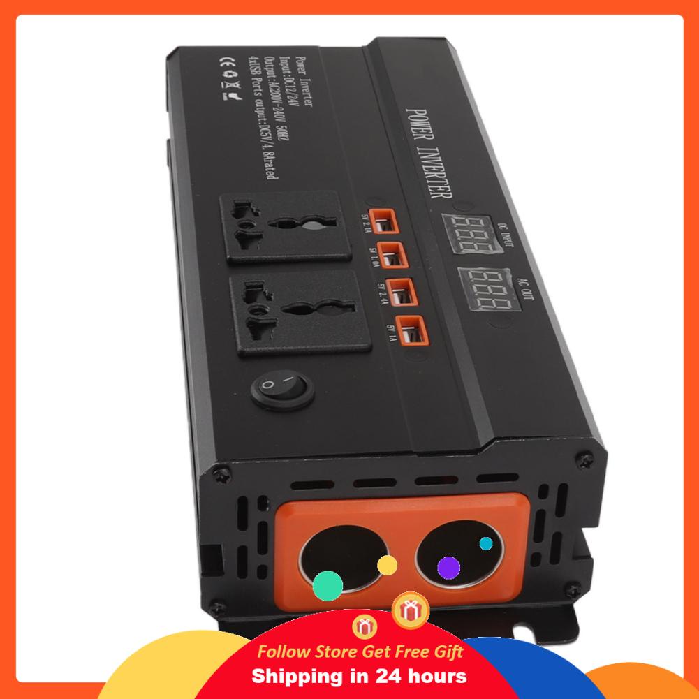 Goonshopping 1200W Power Inverter 12V 24V to 220V Solar with LED Display Portable Converter for Car Home Use