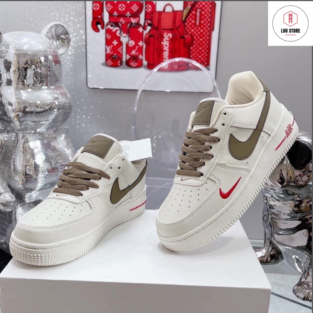 Giày Sneaker AF1 vệt nâu hàng Cao Cấp, Giày AF1 Vệt Nâu Bản Custom Đủ Size Nam nữ Full Box Bill