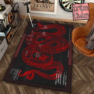 Thảm Trang Trí Rắn Đỏ Red Aesthetic Chinese Snake Art Decor Góc Học Tập Làm Việc Phòng Ngủ Phòng Khách Văn Phòng