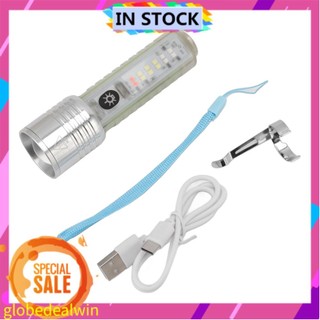 Globedealwin LED Flashlight 8 Modes USB Rechargeable High Brightness Mini Magnetic UV for Outdoor Emergency