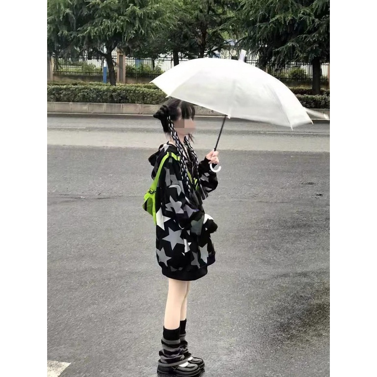 Áo Khoác Cardigan Có Mũ Trùm Dáng Rộng Bằng Lông Cừu Phong Cách Retro Âu Mỹ Y2k Dành Cho Nữ Sinh