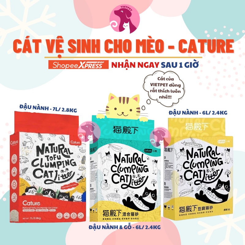 Cát vệ sinh cho mèo - Cát đậu nành Cature Tofu cho mèo  (Túi 6l/ 2,4kg) (Hàng chuẩn) (Siêu thơm, vón và không bết đáy)