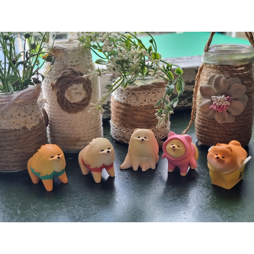 Mini figure chó Pomeranian quậy dễ thương đồ trang trí phòng