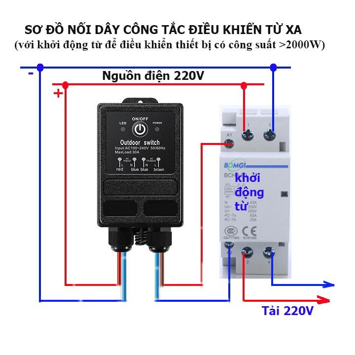 Bộ điều khiển từ xa [CHỐNG NƯỚC] 1km (1000m) công suất lớn 30A AC 220V