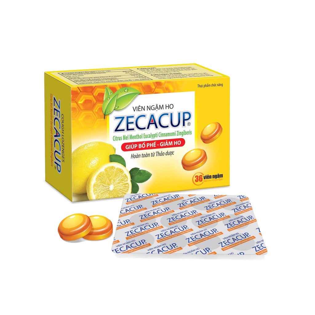 ZECACUP Viên Ngậm - Bổ Phế, Giảm Ho, Loãng Đờm, Làm Ấm Đường Hô Hấp, Giúp Giảm Đau Rát Họng Và Khản Tiếng Do Ho Kéo Dài