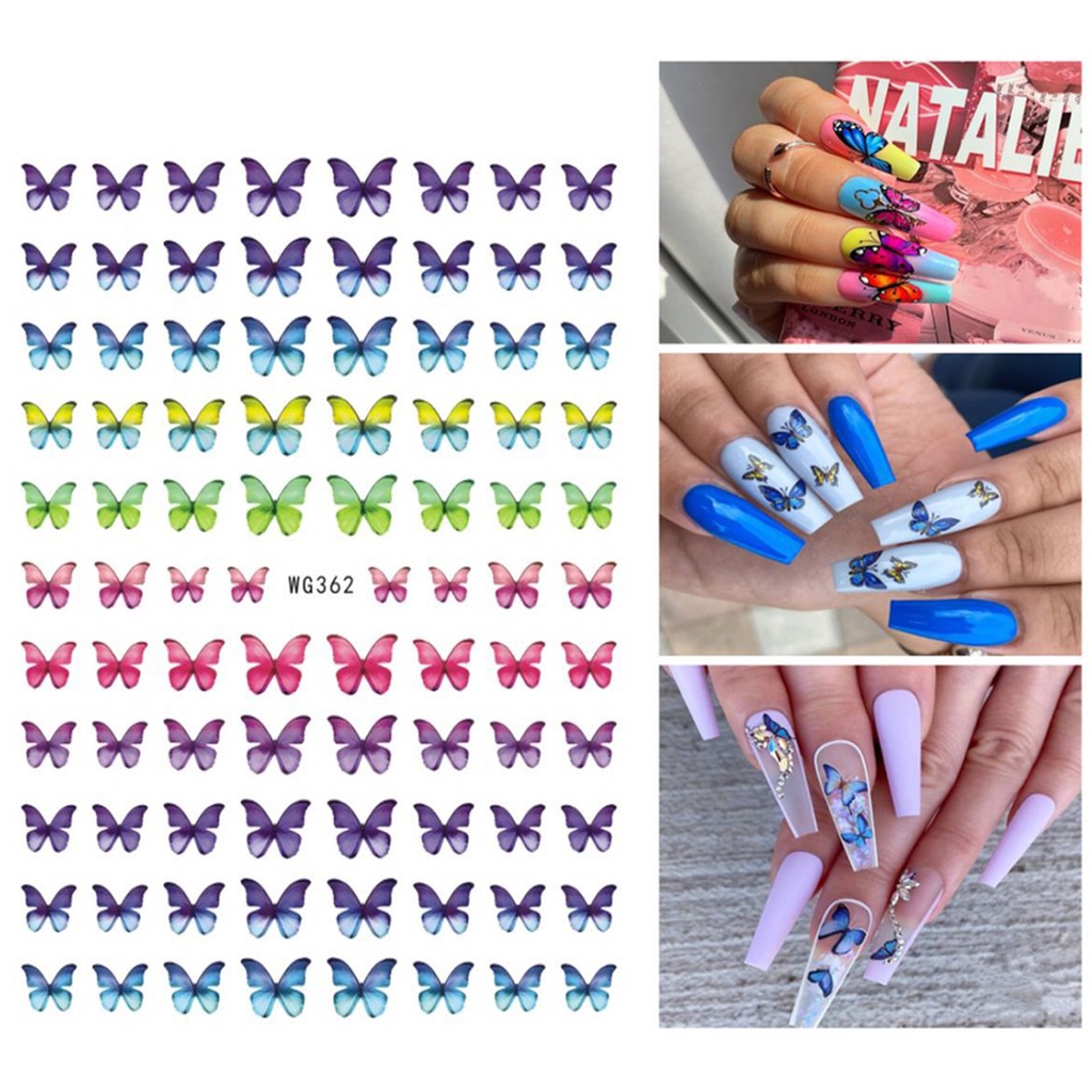 Miếng Dán Trang Trí Móng Tay Chống Nước Hình Bướm Tinh Tế
