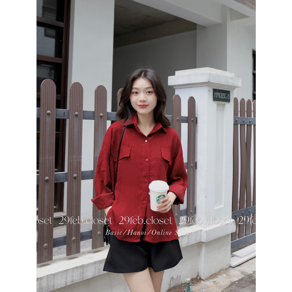 Sơ mi nhung chéo 2 túi nắp - 29feb.closet - A183