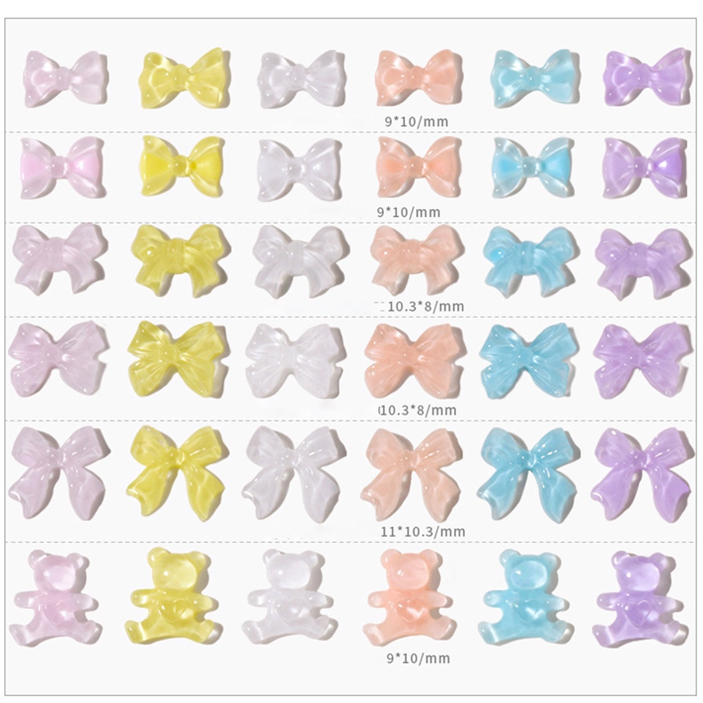 Set 50 Phụ Kiện Trang Trí Móng Tay Nghệ Thuật Hình Nơ Đính Đá Xinh Xắn